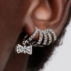 Bridgerton Silver Bow Crystal Earrings